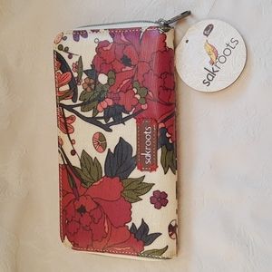 Sakroots Large Zip Wallet Cream Flower Power, NWT